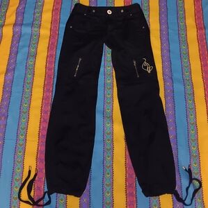 Y2K Baby Phat Zipper Pocket Black Pants Vintage